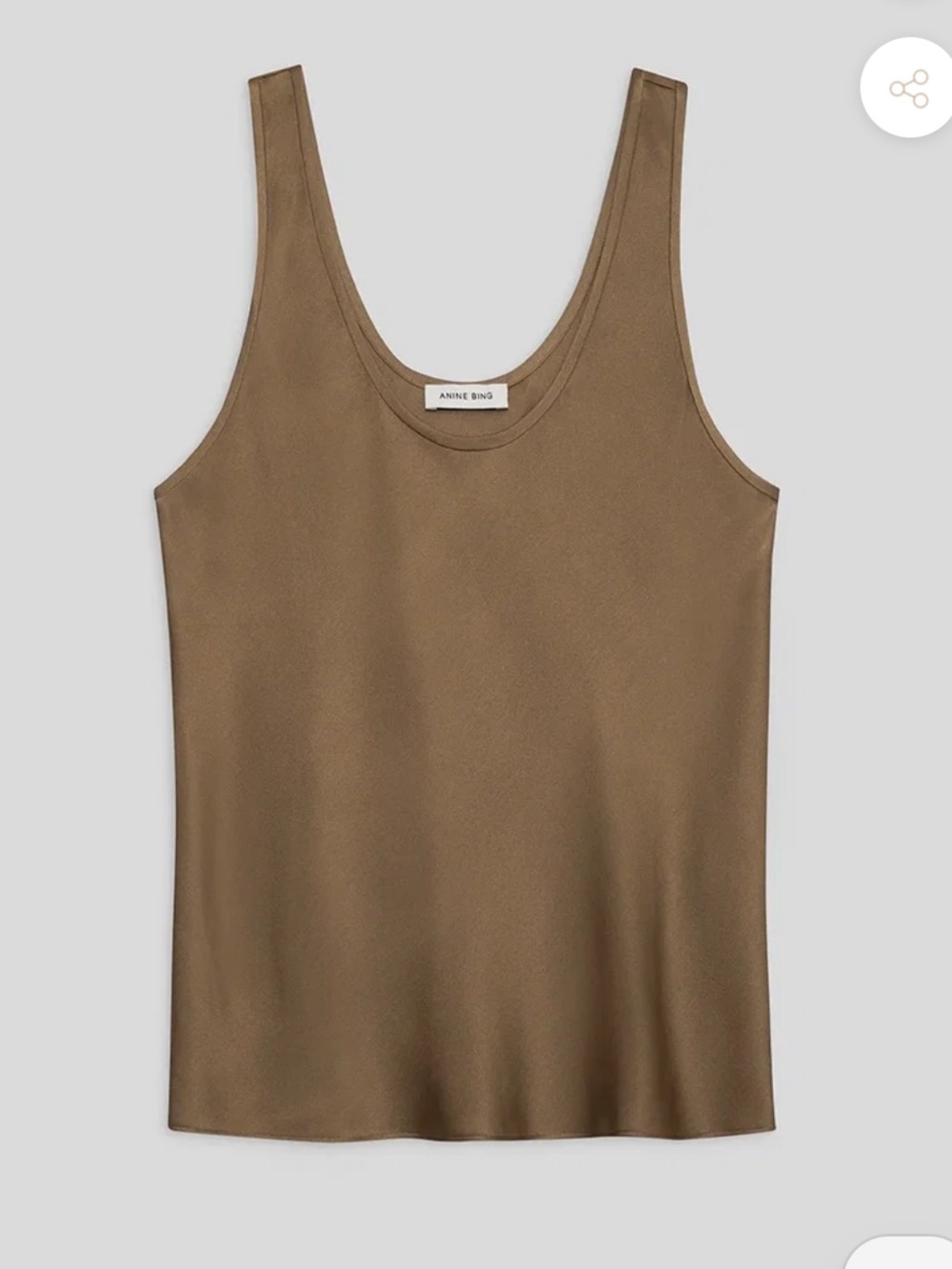 Anine Bing Taupe Satin Scoop Tank - Picture 1 of 7